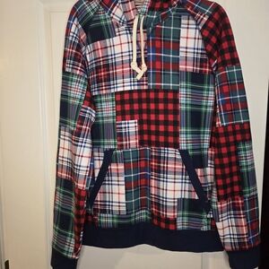 Land's End Serious Sweats Plaid Hoodie Sz Med Preloved